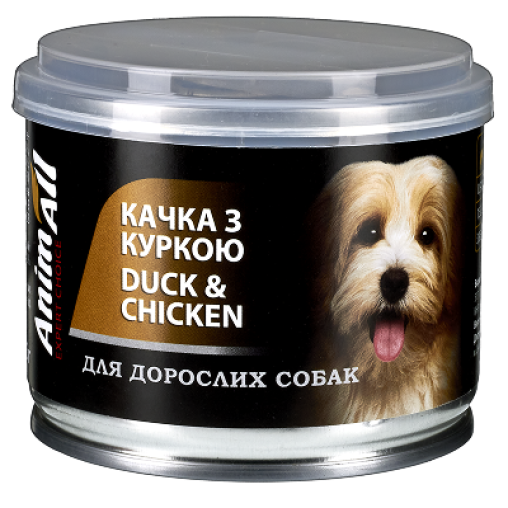 Консерви AnimAll для собак, качка з куркой в ніжному желе, 195 г