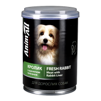 Вологий корм AnimAll для собак, з кролем та кролячою печінкою, 375 г