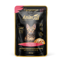 AnimAll вологий корм Пауч для котів Курка з Креветками, 80г