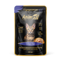 AnimAll вологий корм Пауч для котів Тунець з куркою, 80г