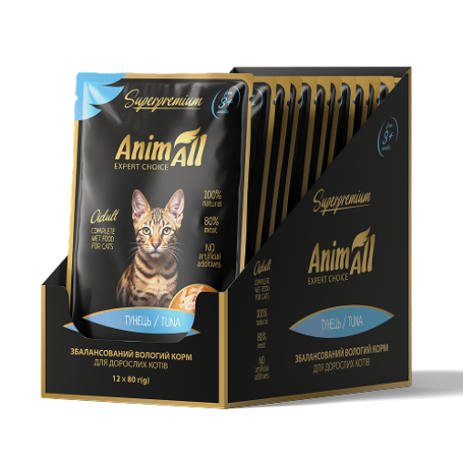 AnimAll вологий корм Пауч для котів Тунець, 80г