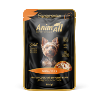 AnimAll вологий корм Пауч для собак Качка, 80г
