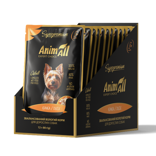 AnimAll вологий корм Пауч для собак Качка, 80г