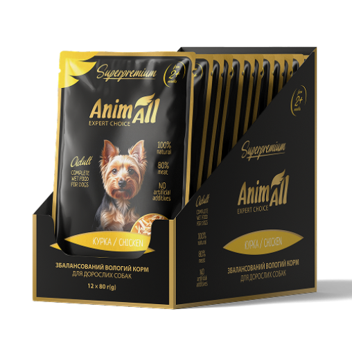 AnimAll вологий корм Пауч для собак Курка, 80г