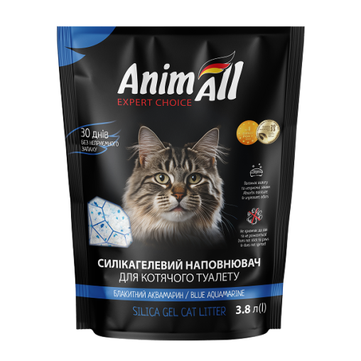 Силікагелевий наповнювач AnimAll Блакитний аквамарин для котячого туалету, 3.8 л (1.6 кг)