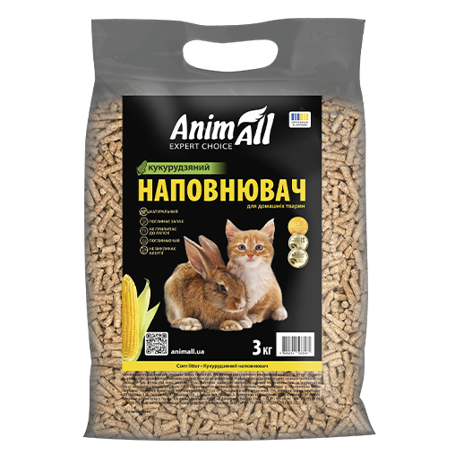 Кукурудзяний наповнювач AnimAll для туалетів домашніх тварин, 3 кг 