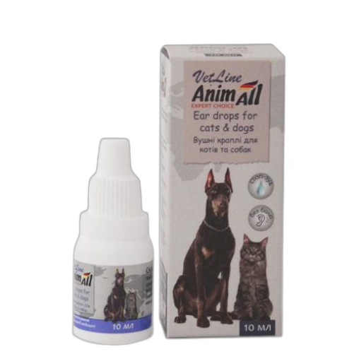 Вушні краплі AnimAll VetLine для котів і собак, 10 мл