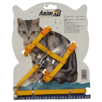 Комплект шлейка з повідцем AnimAll для котів, колір жовтий, 1х120 см