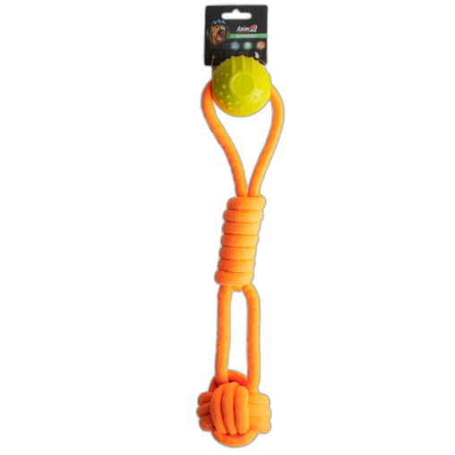 Інтерактивна іграшка AnimAll GrizZzly канат з мʼячиком, помаранчева