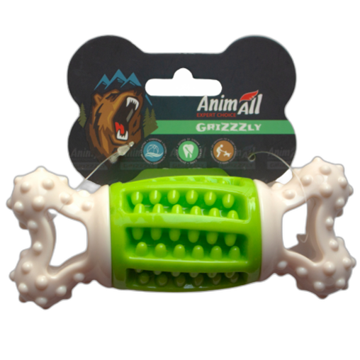 Іграшка AnimAll GrizZzly кісточка-зубочистка, 14.2×5.7×4.7 см, зелена