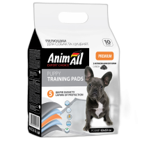 Пелюшки AnimAll Puppy Training Pads для собак і цуценят, з активованим вугіллям, 60×60 см, 10 шт