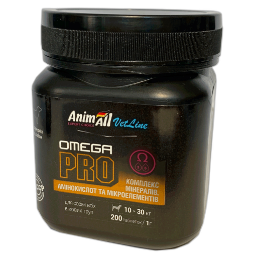 Вітаміни AnimAll VetLine Omega PRO для середніх порід собак 1 г × 200 табл