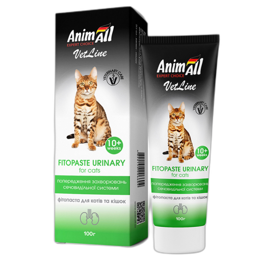 Фітопаста AnimAll VetLine Urinary для попередження захворювань сечовидільної системи у котів, 100 г