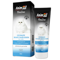 Фітопаста AnimAll VetLine Beauty Hair&Skin для поліпшення якості шерсті у котів, 100 г