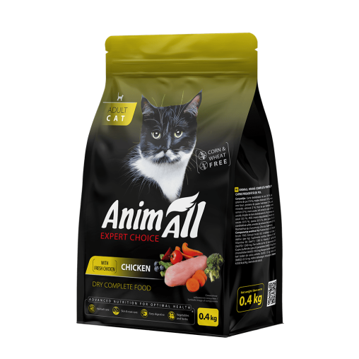 Сухий корм AnimAll для котів, зі свіжою куркою, 400 г