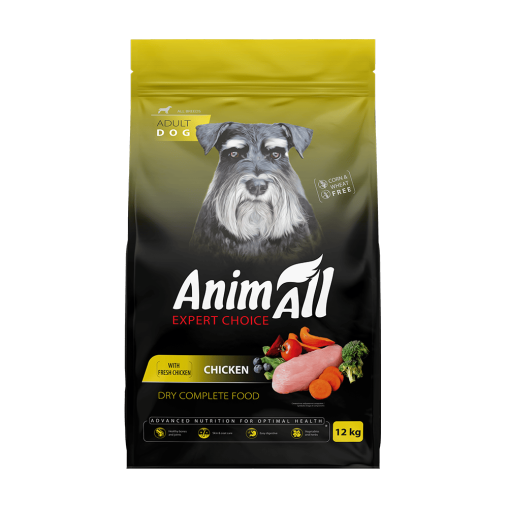 Сухий корм AnimAll для собак, зі свіжою куркою, 12 кг