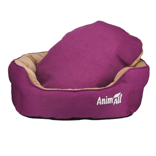 Лежак AnimAll Royal для котів та собак, колір фуксія-беж, M 53х47х21 см