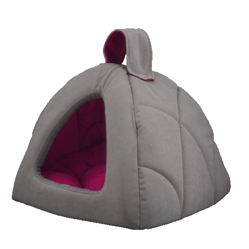 Лежак-будиночок AnimAll Silver для котів та собак, колір сіро-рожавий, 39х39х36 см