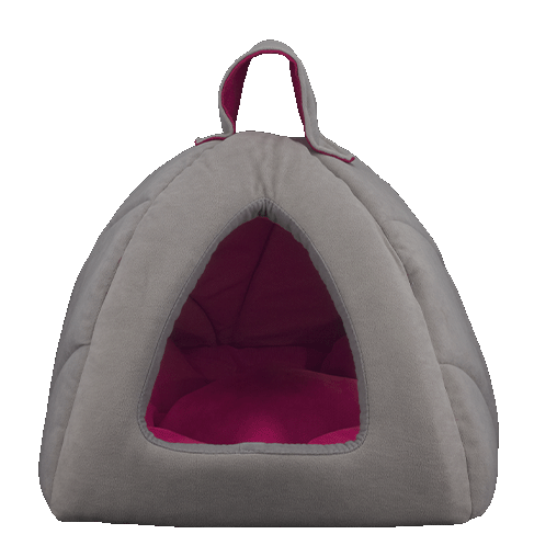 Лежак-будиночок AnimAll Silver для котів та собак, колір сіро-рожавий, 39х39х36 см