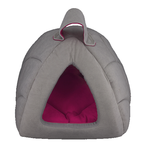 Лежак-будиночок AnimAll Silver для котів та собак, колір сіро-рожавий, 39х39х36 см