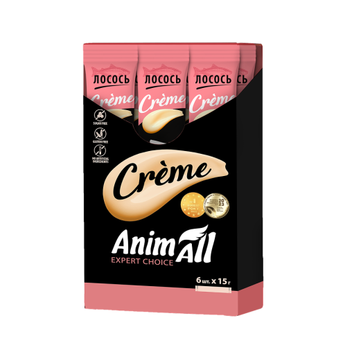 Ласощі AnimAll Сrème для котів, зі смаком лосося, 6×15 г
