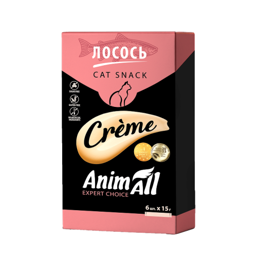 Ласощі AnimAll Сrème для котів, зі смаком лосося, 6×15 г