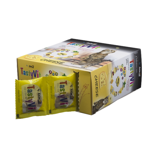 Вітамінізовані ласощі AnimAll TastyVit для котів, з сиром, 600 штук (50 пакетів по 12 штук)