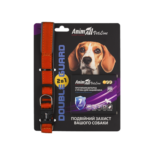 Комплект AnimAll VetLine Double Guard нашийник з протипаразитарною стрічкою, 20 мм, 320 - 400 мм, помаранчевий