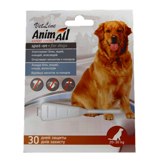 Краплі AnimAll VetLine Spot-On від бліх і кліщів для собак вагою 20-30 кг