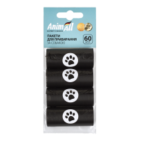 Пакети AnimAll для прибирання за тваринами, колір чорний, 4 рулони | 15 пакетів