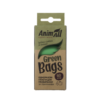 Біорозкладні пакети AnimAll GreenBags для прибирання за тваринами, колір зелений, 4 рулони | 15 пакетів