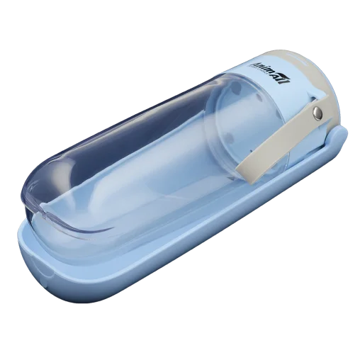 Пляшка-поїлка 2-в-1 портативна AnimAll для котів та собак, колір блакитний, 380 мл