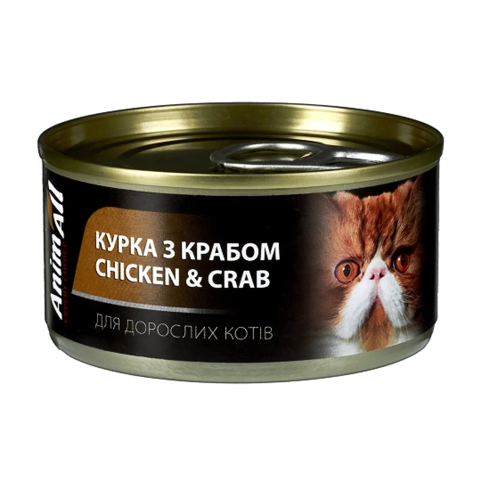 Консерви AnimAll для котів, курка з крабом, 85 г