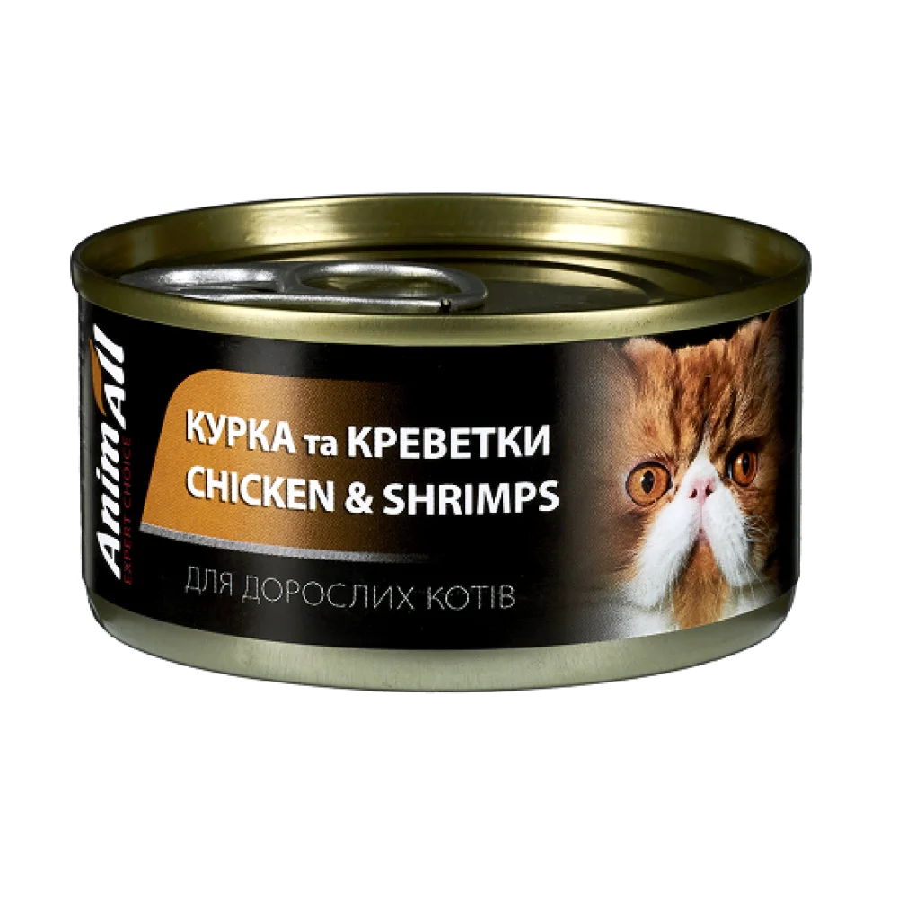 Консерви AnimAll для котів, курка з креветками, 85 г