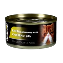 Консерви AnimAll для котів, курка в ніжному желе, 85 г