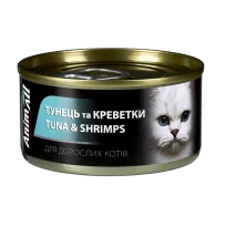 Консерви AnimAll для котів, тунець з креветками, 85 г