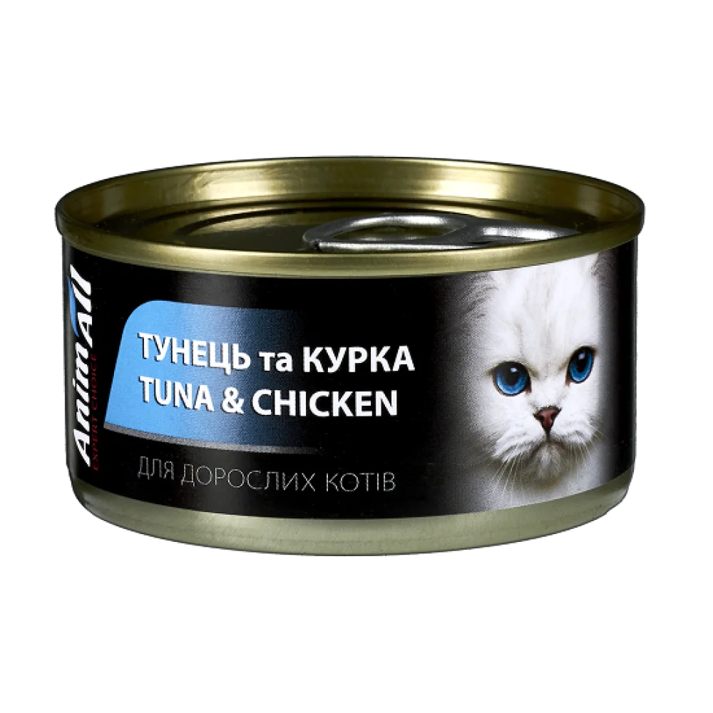 Консерви AnimAll для котів, тунець з куркою, 85 г