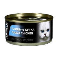Консерви AnimAll для котів, тунець з куркою, 85 г