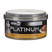 Вологий корм AnimAll Platinum для дорослих котів, ніжний паштет з курки, 70 г