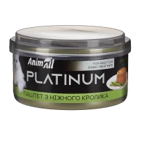 Вологий корм AnimAll Platinum для дорослих котів, ніжний паштет з кролика, 70 г