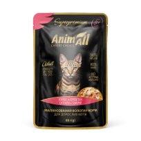 AnimAll вологий корм Пауч для котів Курка з Креветками, 80г