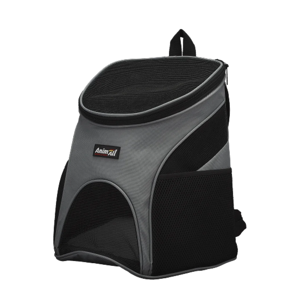 Рюкзак-переноска AnimAll для собак і котів, нейлон, сірий, 31×25×35 см