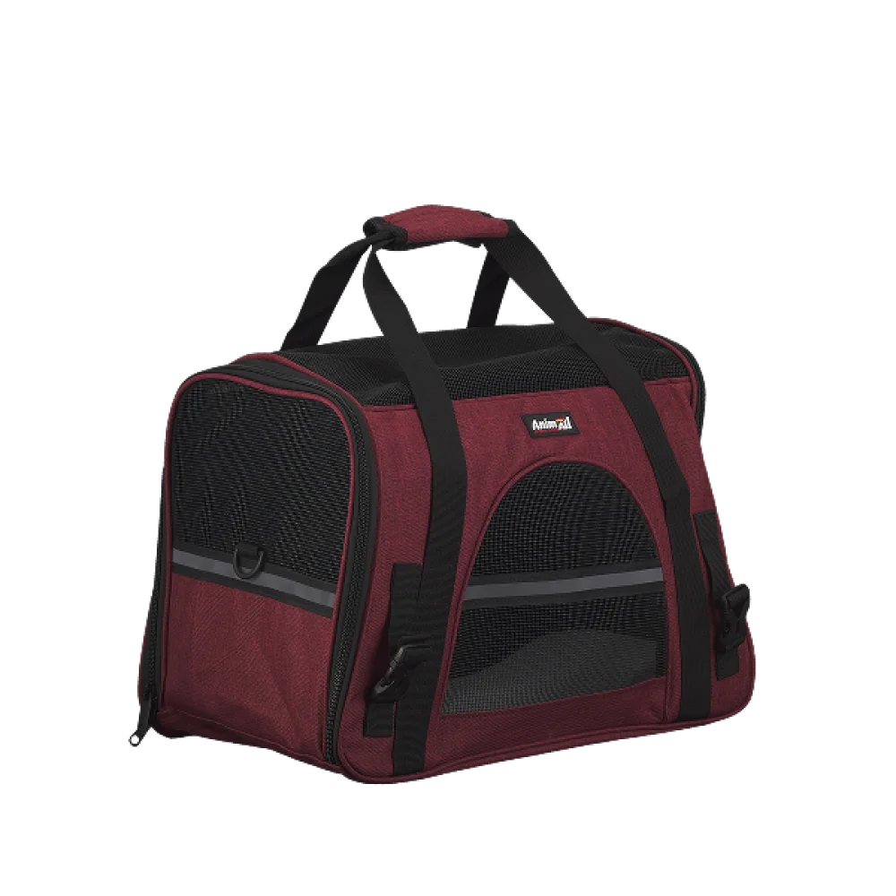 Сумка-переноска AnimAll мʼяка для собак і котів, нейлон, бордо, 48×25×33 см
