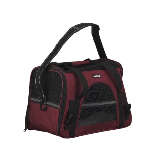 Сумка-переноска AnimAll мʼяка для собак і котів, нейлон, бордо, 48×25×33 см