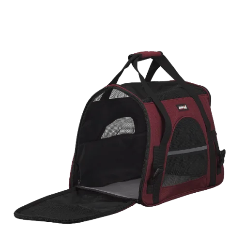 Сумка-переноска AnimAll мʼяка для собак і котів, нейлон, бордо, 48×25×33 см