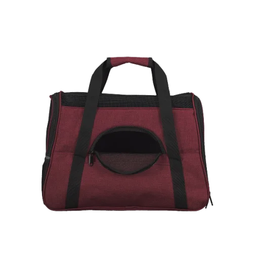 Сумка-переноска AnimAll мʼяка для собак і котів, нейлон, бордо, 48×25×33 см