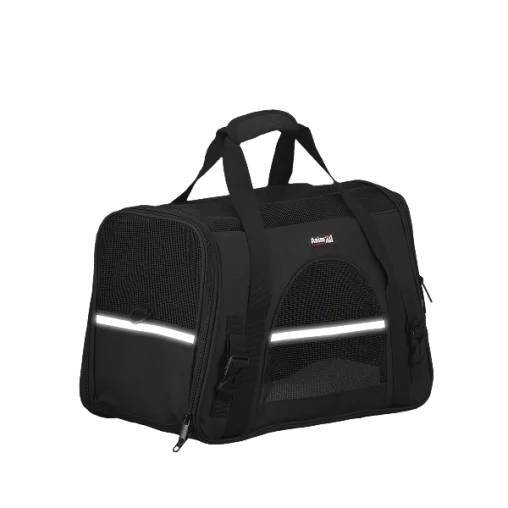 Сумка-переноска AnimAll мʼяка для собак і котів, нейлон, чорна, 48×25×33 см