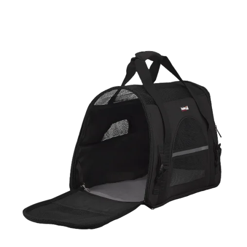 Сумка-переноска AnimAll мʼяка для собак і котів, нейлон, чорна, 48×25×33 см
