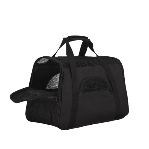 Сумка-переноска AnimAll мʼяка для собак і котів, нейлон, чорна, 48×25×33 см