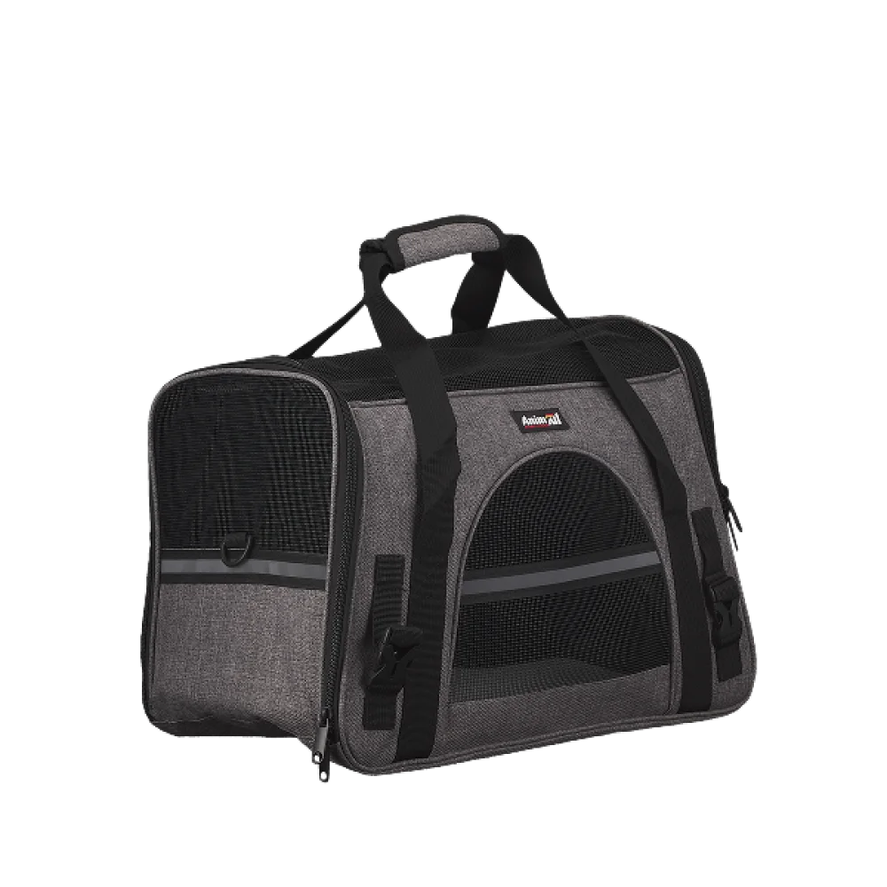 Сумка-переноска AnimAll мʼяка для собак і котів, нейлон, сірий, 48×25×33 см